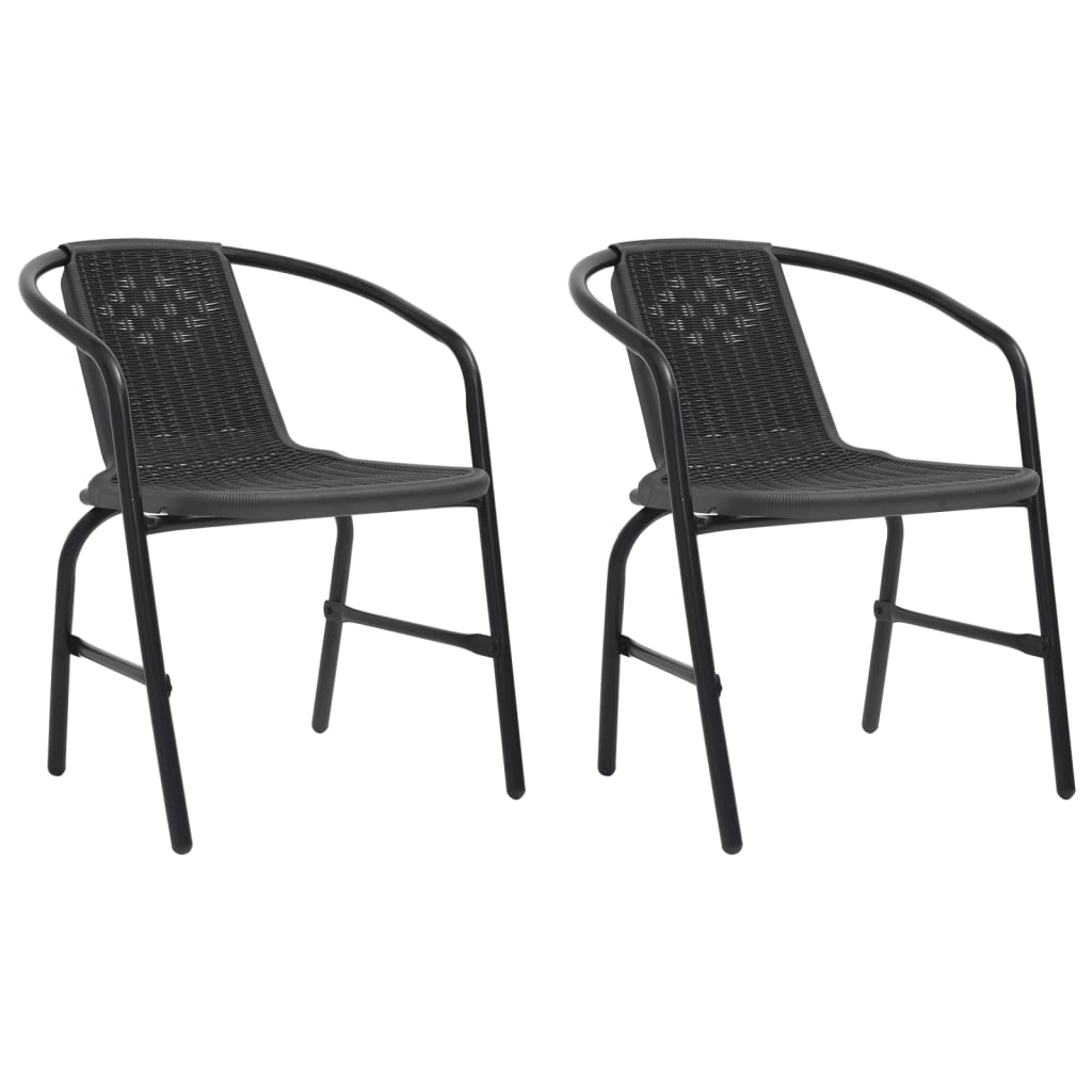 Patio Chairs 2 pcs Plastic Rattan and Steel 242.5 lb