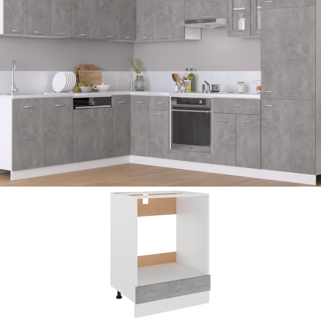 Oven Cabinet Concrete Gray 23.6"x18.1"x32.1" Engineered Wood