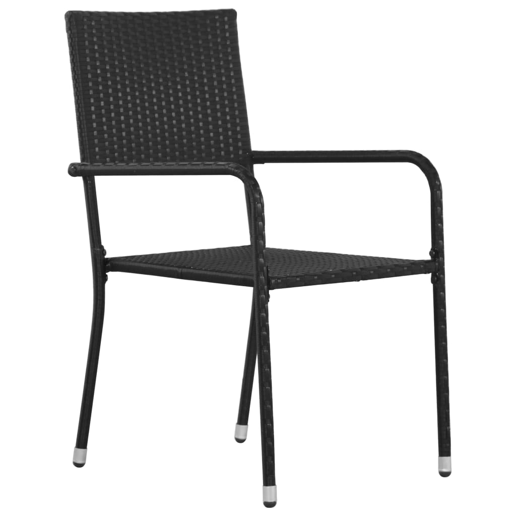 Patio Dining Chairs 6 pcs Poly Rattan Black