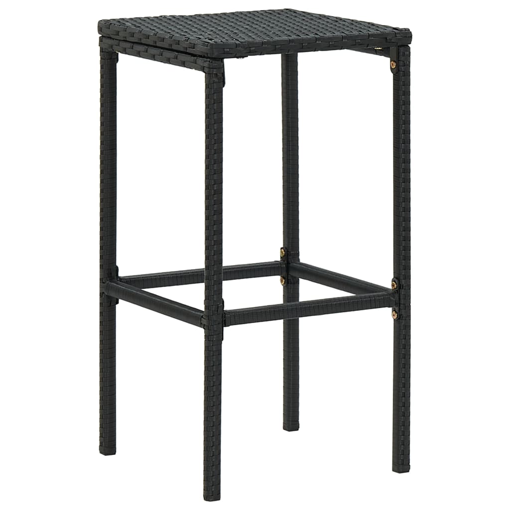 Bar Stools with Cushions 4 pcs Black Poly Rattan