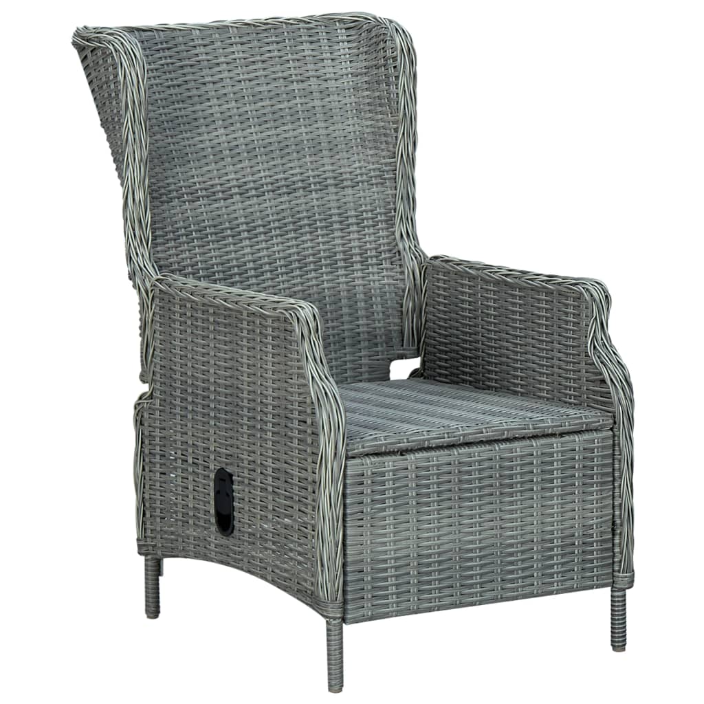 Reclining Patio Chair with Cushions Poly Rattan Light Gray