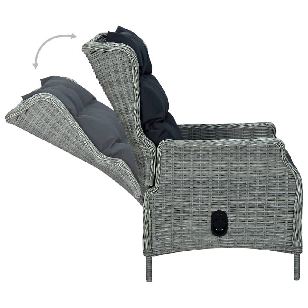 Reclining Patio Chair with Cushions Poly Rattan Light Gray