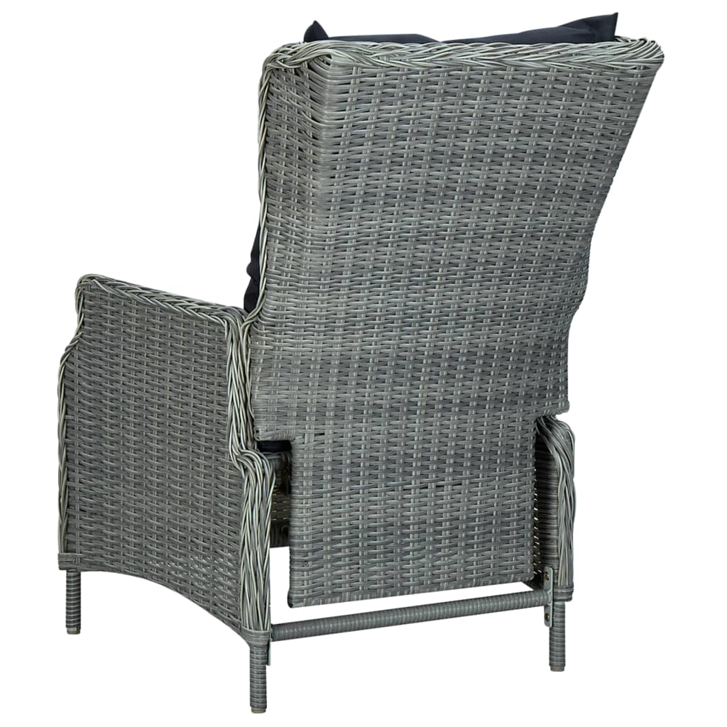 Reclining Patio Chair with Cushions Poly Rattan Light Gray