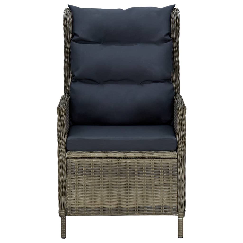 Reclining Patio Chair with Footstool Poly Rattan Brown