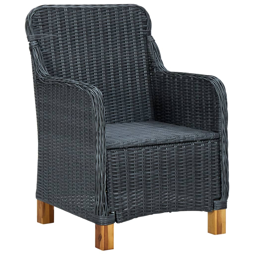 Patio Chairs with Cushions 2 pcs Poly Rattan Dark Gray