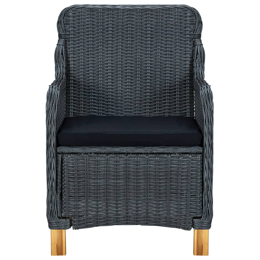 Patio Chairs with Cushions 2 pcs Poly Rattan Dark Gray