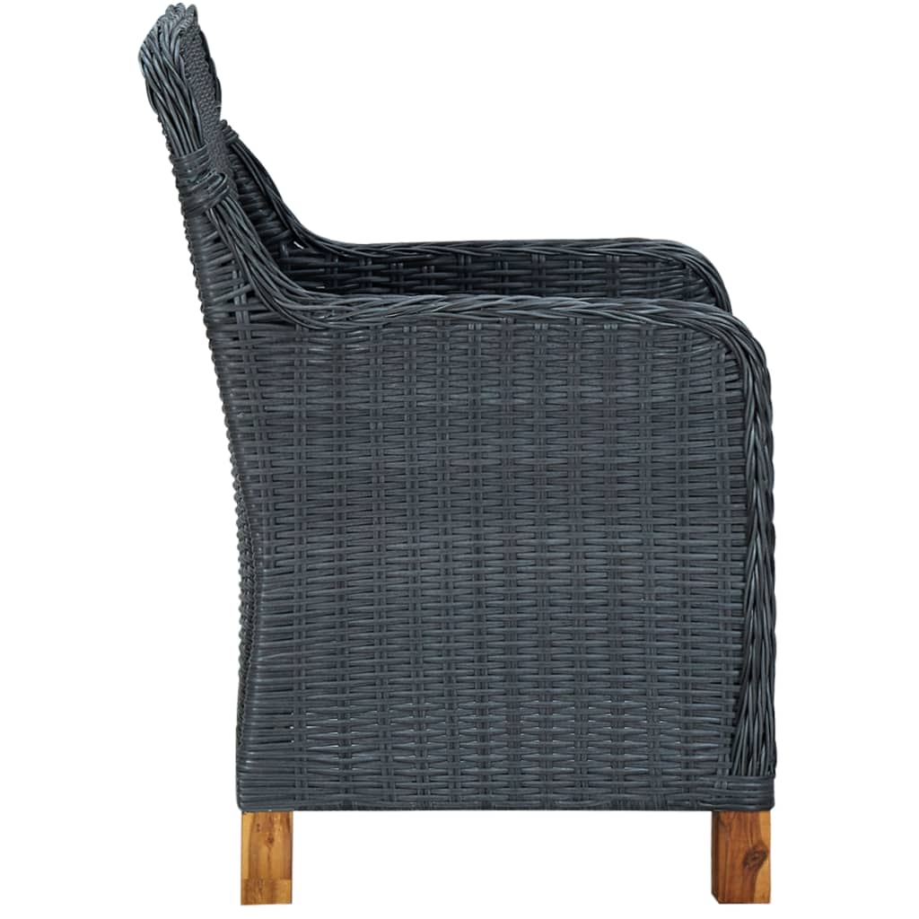 Patio Chairs with Cushions 2 pcs Poly Rattan Dark Gray