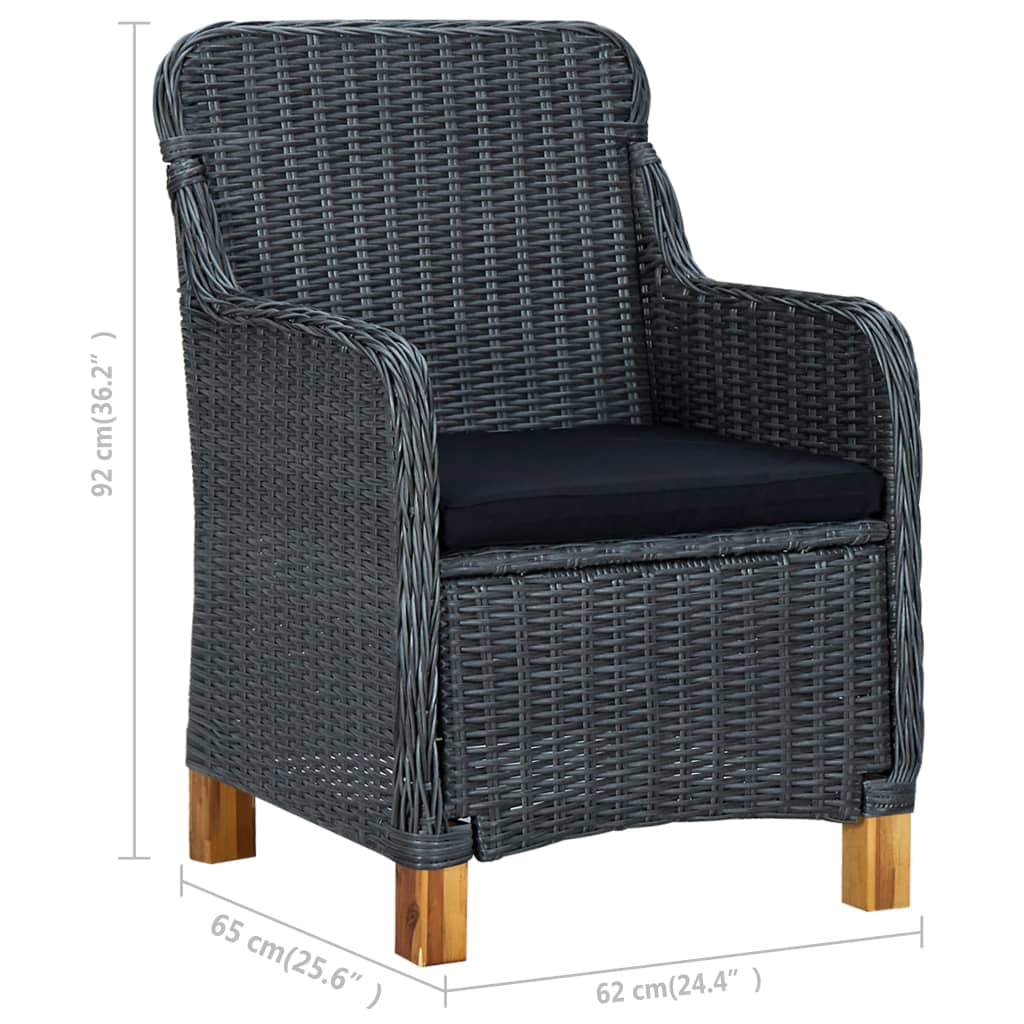 Patio Chairs with Cushions 2 pcs Poly Rattan Dark Gray