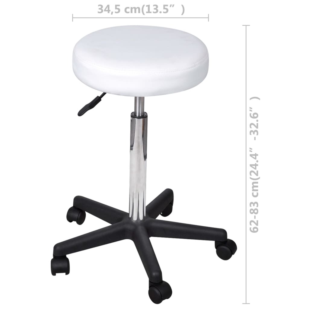 Office Stool White Faux Leather