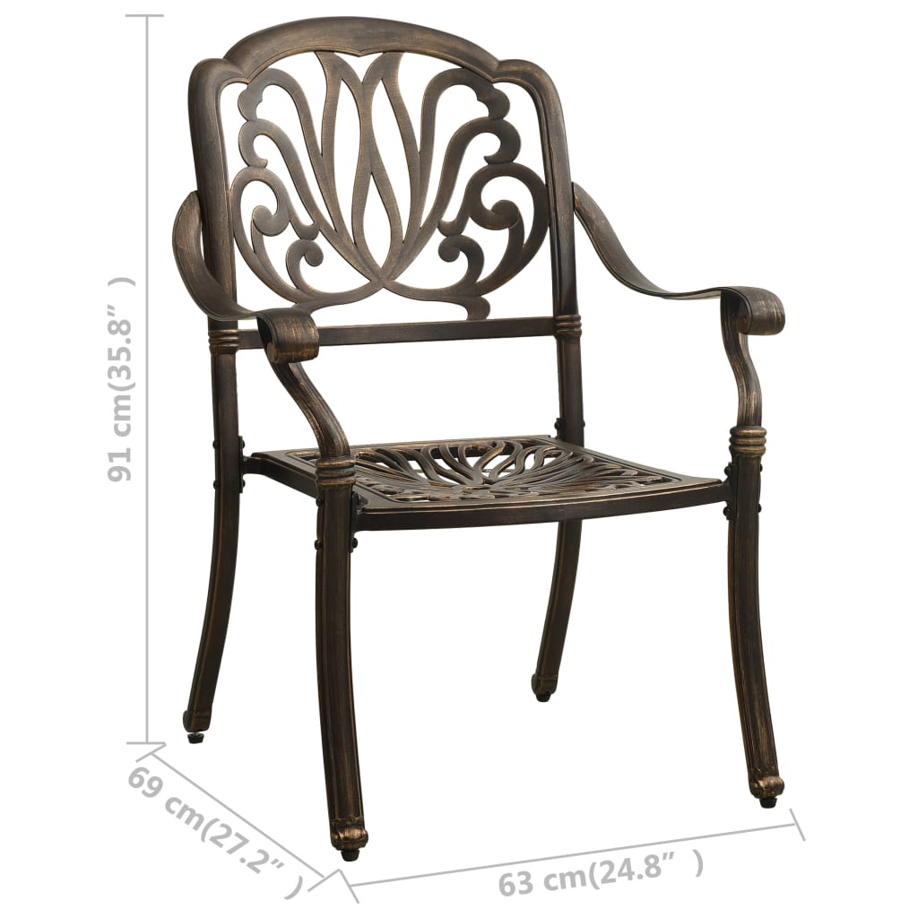 Patio Chairs 2 pcs Cast Aluminum Bronze