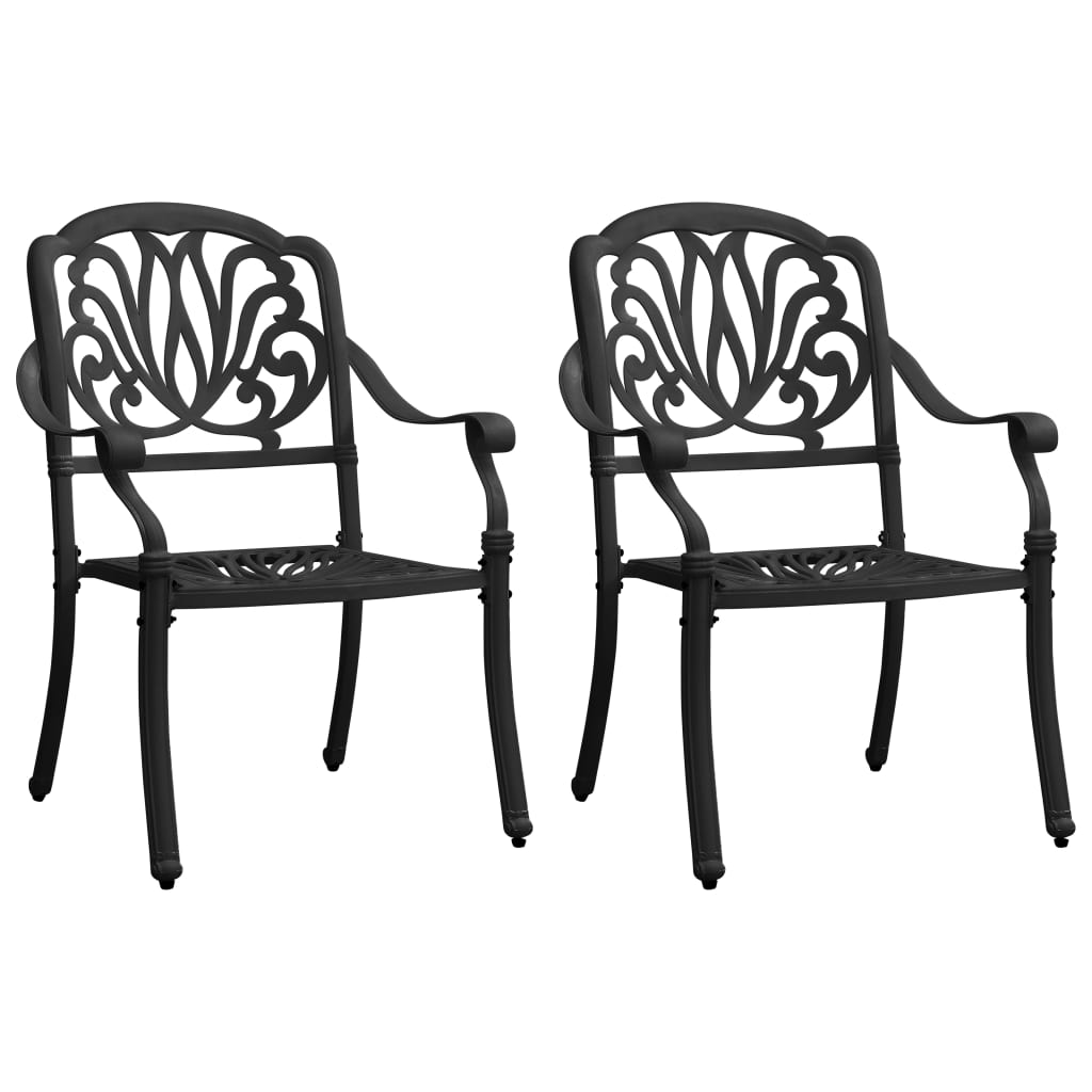Patio Chairs 2 pcs Cast Aluminum Black