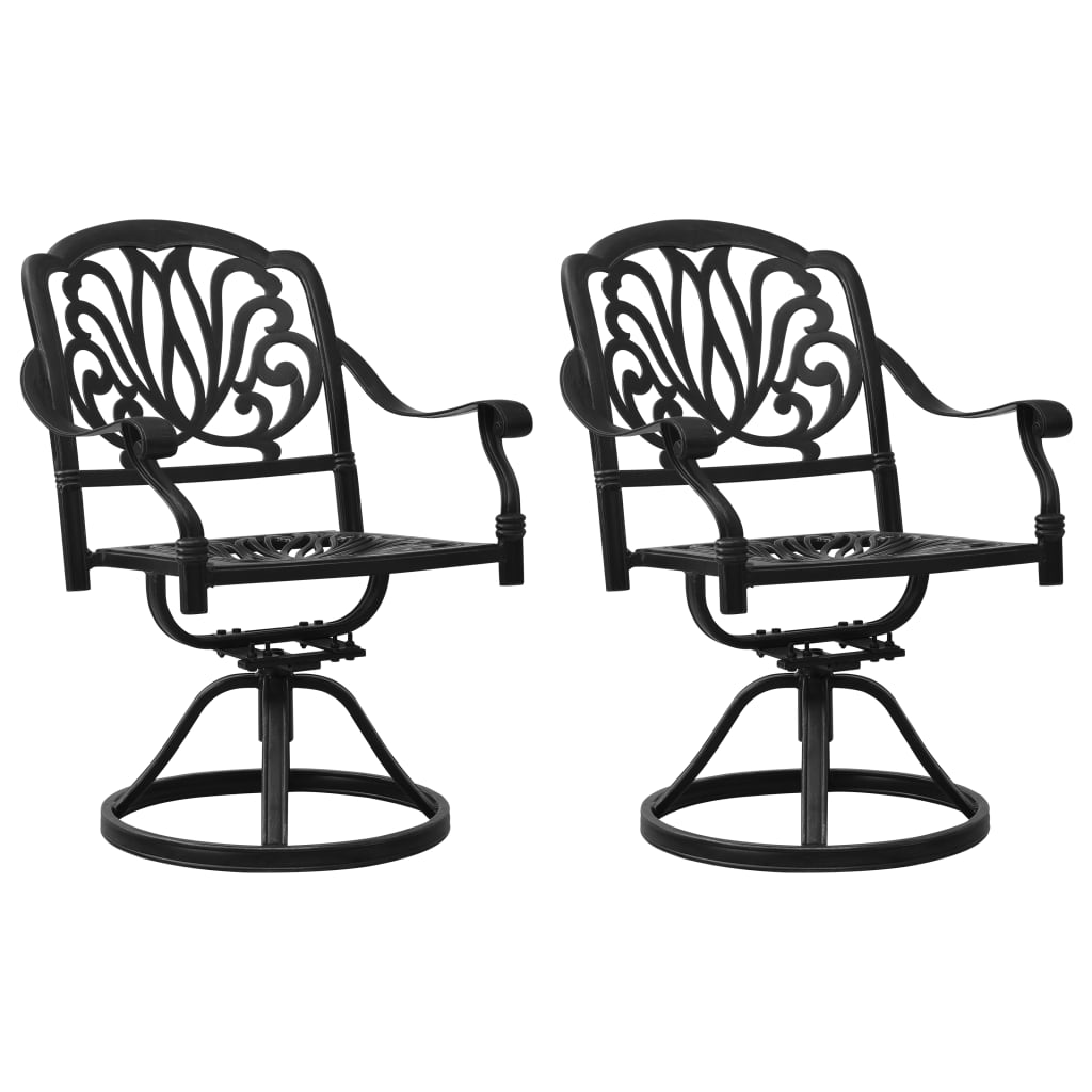 Swivel Patio Chairs 2 pcs Cast Aluminum Black