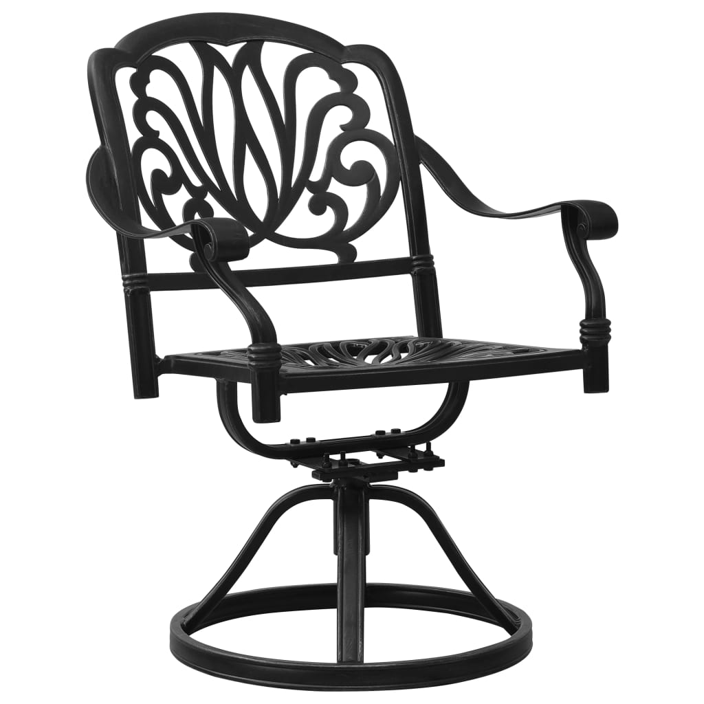 Swivel Patio Chairs 2 pcs Cast Aluminum Black