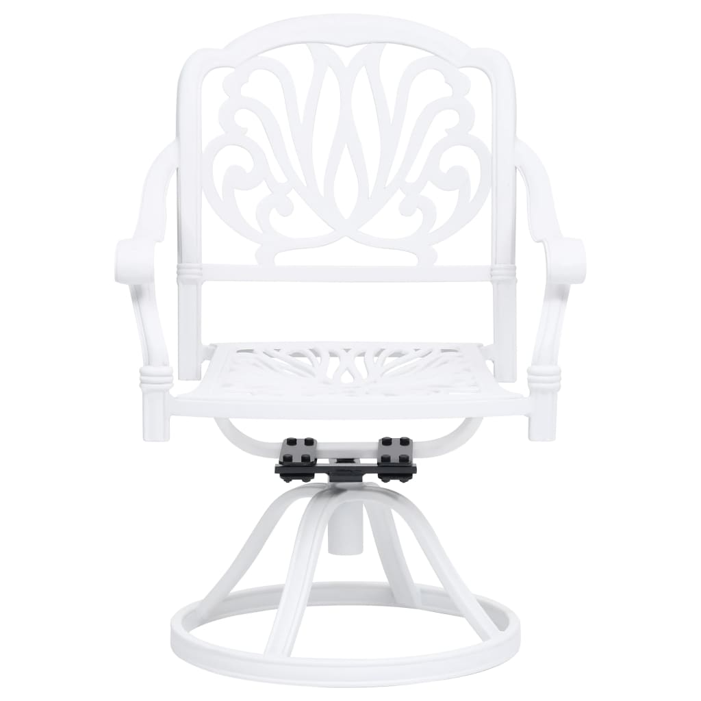 Swivel Patio Chairs 2 pcs Cast Aluminum White