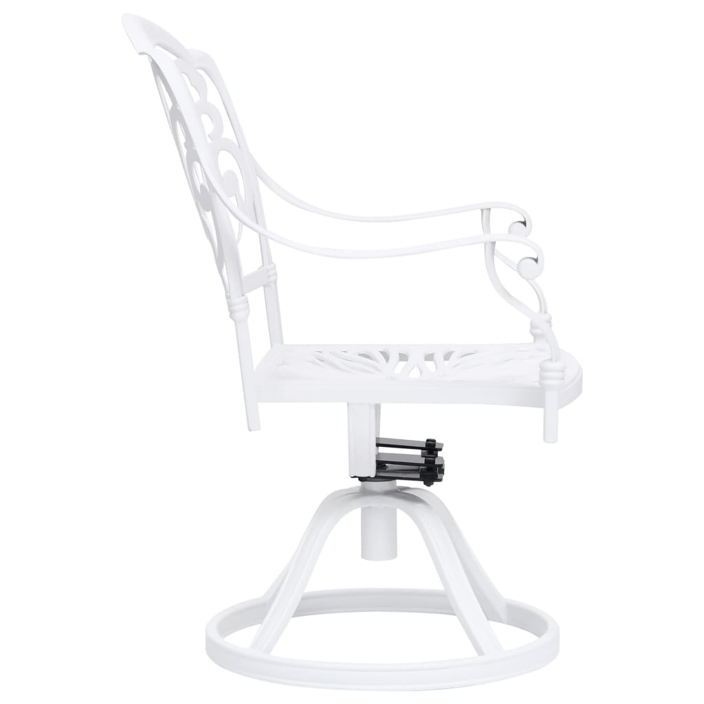 Swivel Patio Chairs 2 pcs Cast Aluminum White