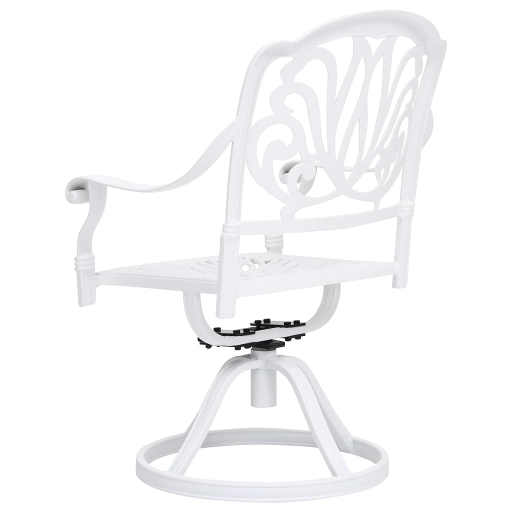 Swivel Patio Chairs 2 pcs Cast Aluminum White