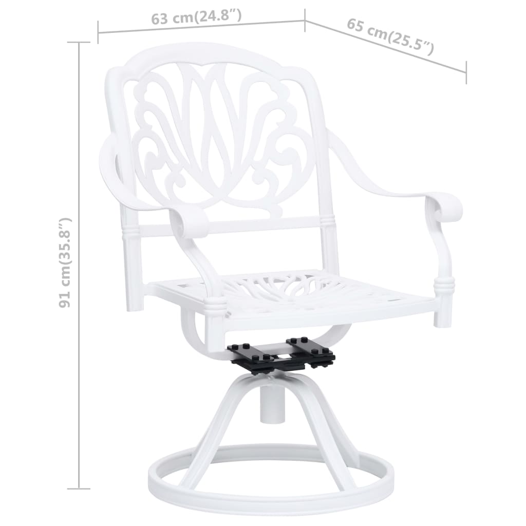 Swivel Patio Chairs 2 pcs Cast Aluminum White