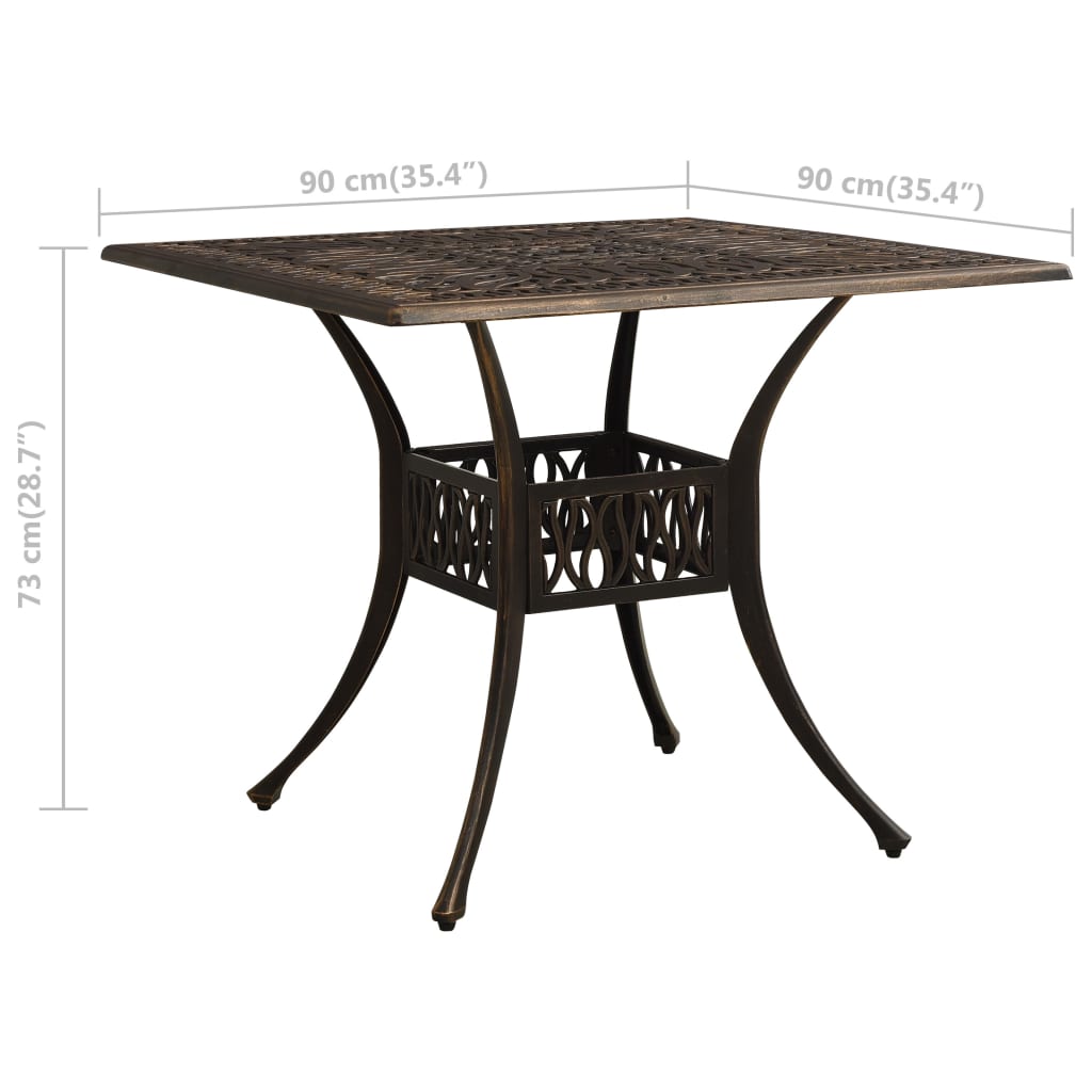 Patio Table Bronze 35.4"x35.4"x28.7" Cast Aluminum
