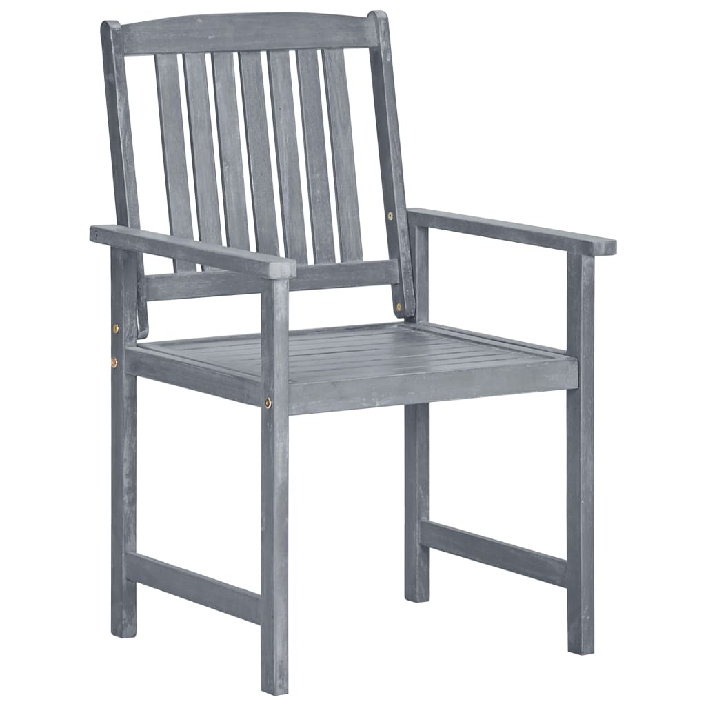 Patio Chairs with Cushions 4 pcs Gray Solid Acacia Wood