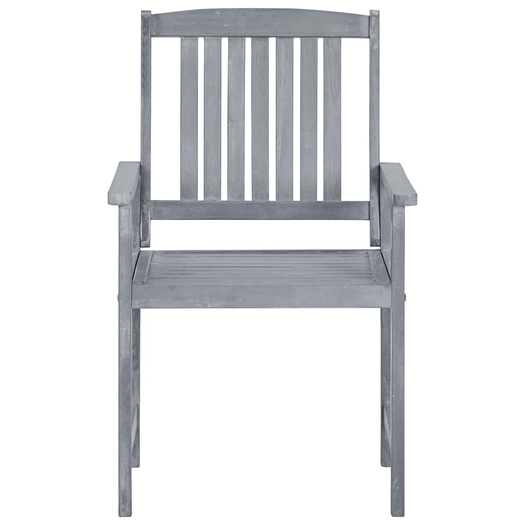 Patio Chairs with Cushions 4 pcs Gray Solid Acacia Wood