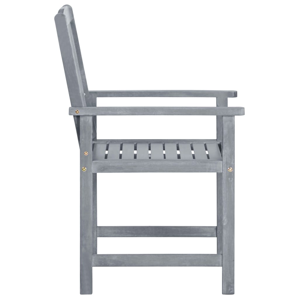 Patio Chairs with Cushions 4 pcs Gray Solid Acacia Wood