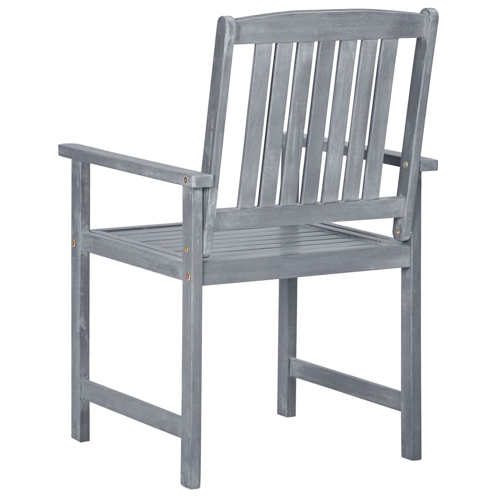 Patio Chairs with Cushions 4 pcs Gray Solid Acacia Wood