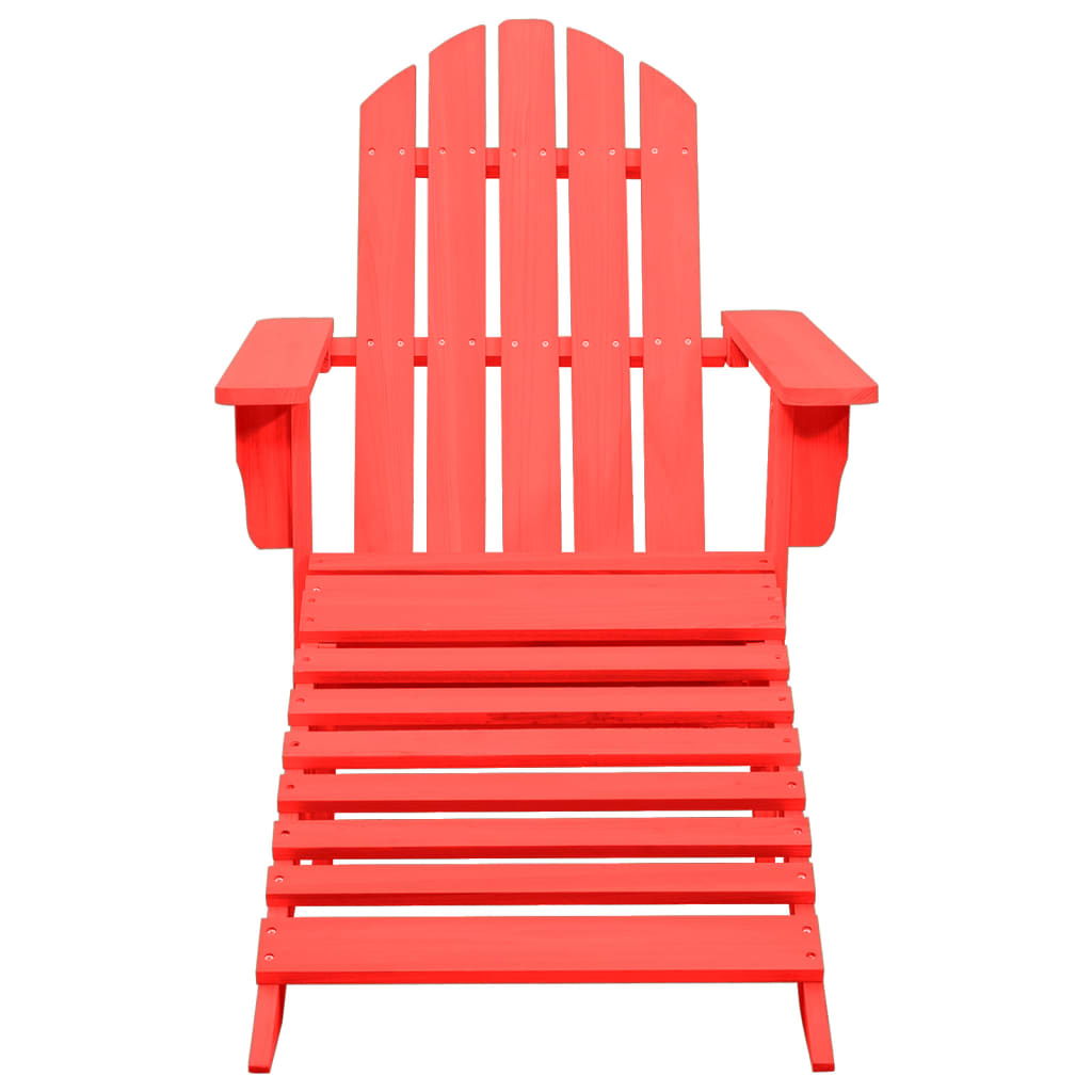 Patio Adirondack Chair with Ottoman Solid Fir Wood Red