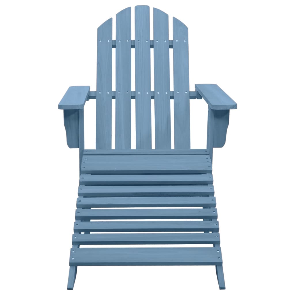 Patio Adirondack Chair with Ottoman Solid Fir Wood Blue