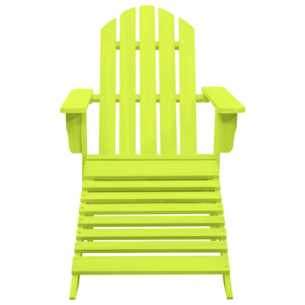 Patio Adirondack Chair with Ottoman Solid Fir Wood Green