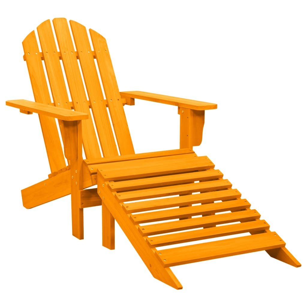 Patio Adirondack Chair with Ottoman Solid Fir Wood Orange