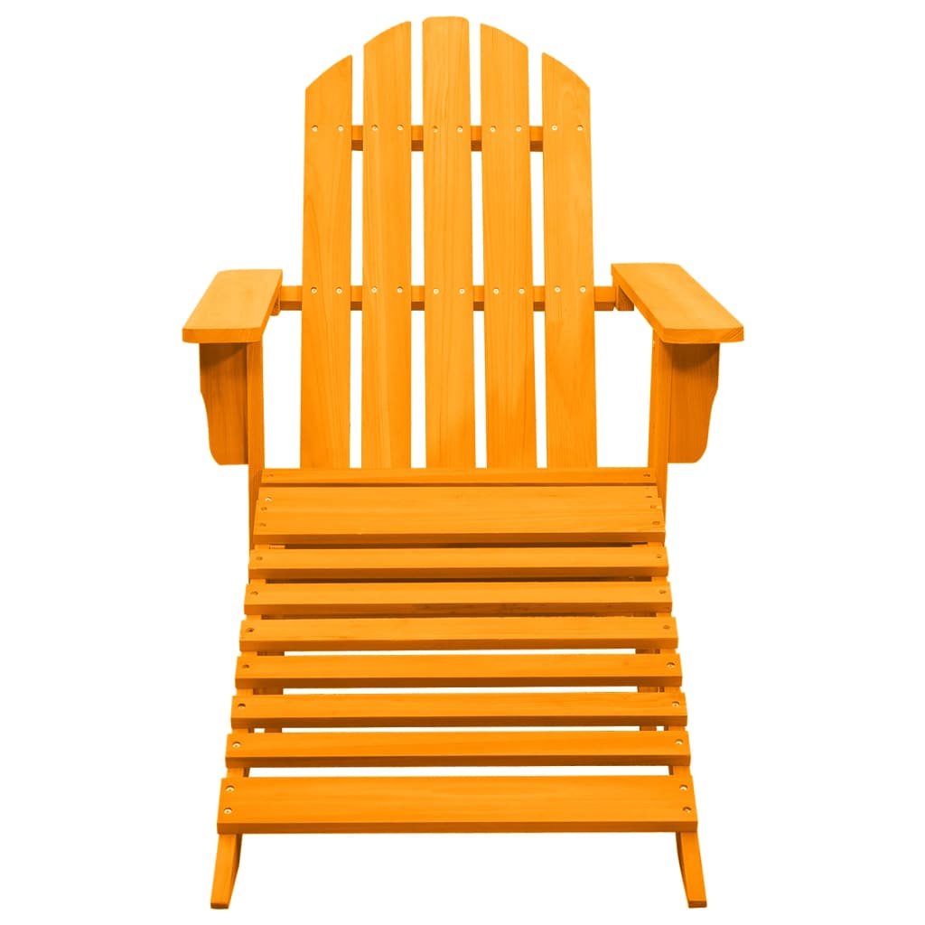 Patio Adirondack Chair with Ottoman Solid Fir Wood Orange