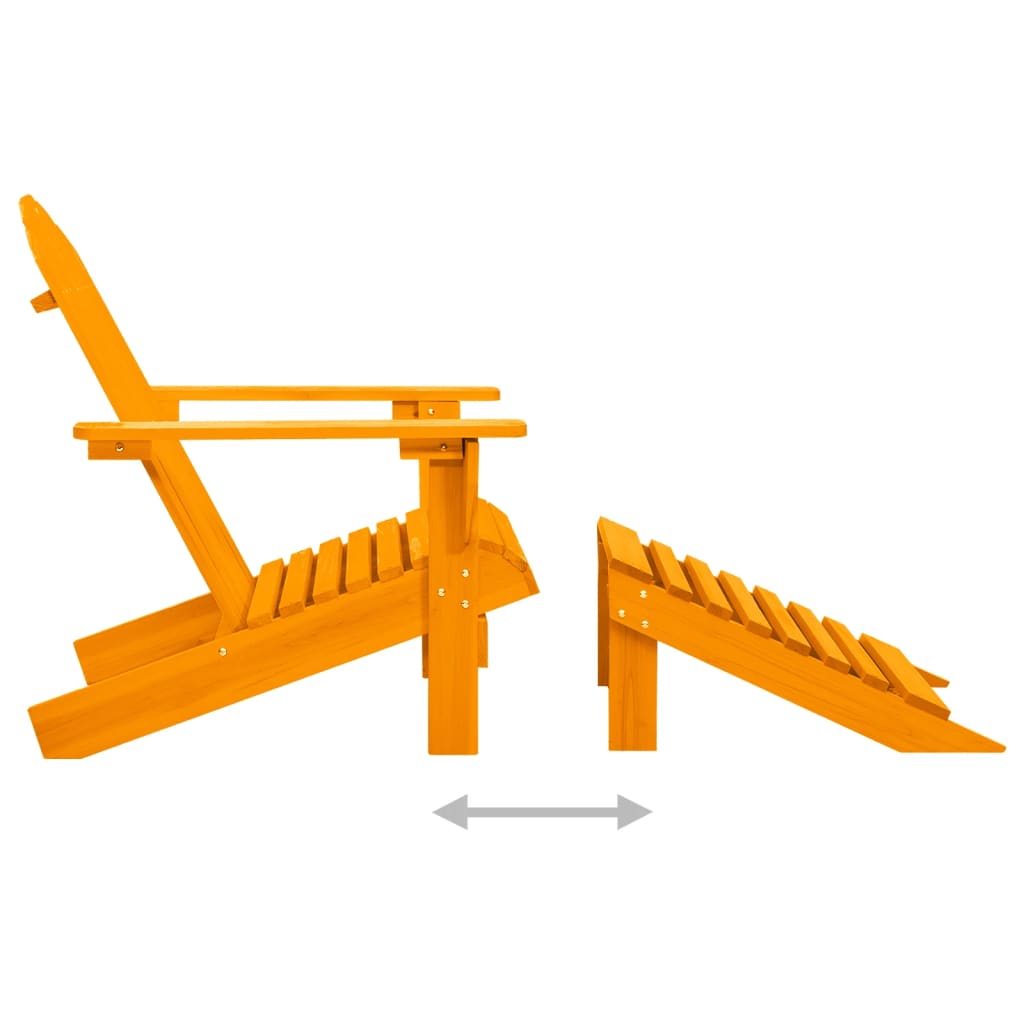 Patio Adirondack Chair with Ottoman Solid Fir Wood Orange