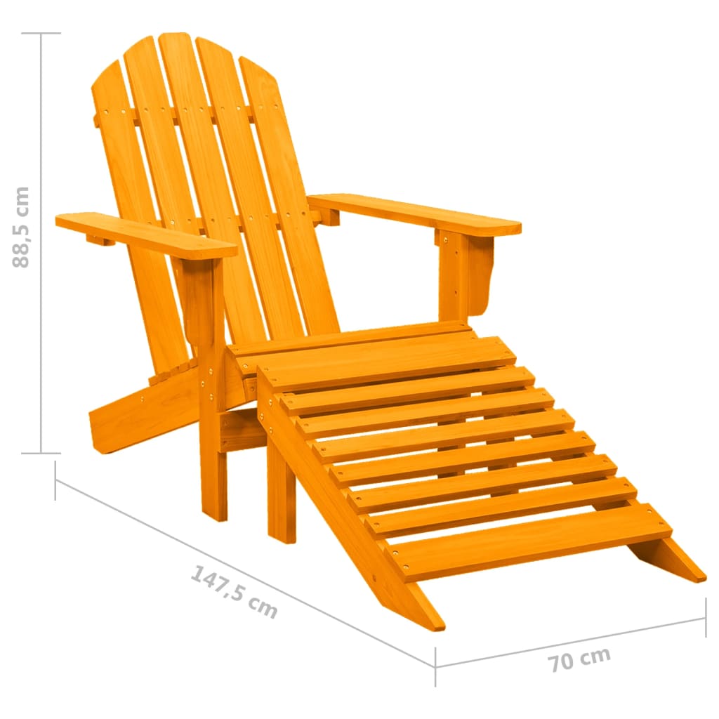 Patio Adirondack Chair with Ottoman Solid Fir Wood Orange