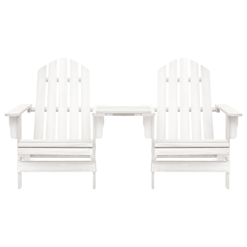 Patio Adirondack Chairs with Tea Table Solid Fir Wood White