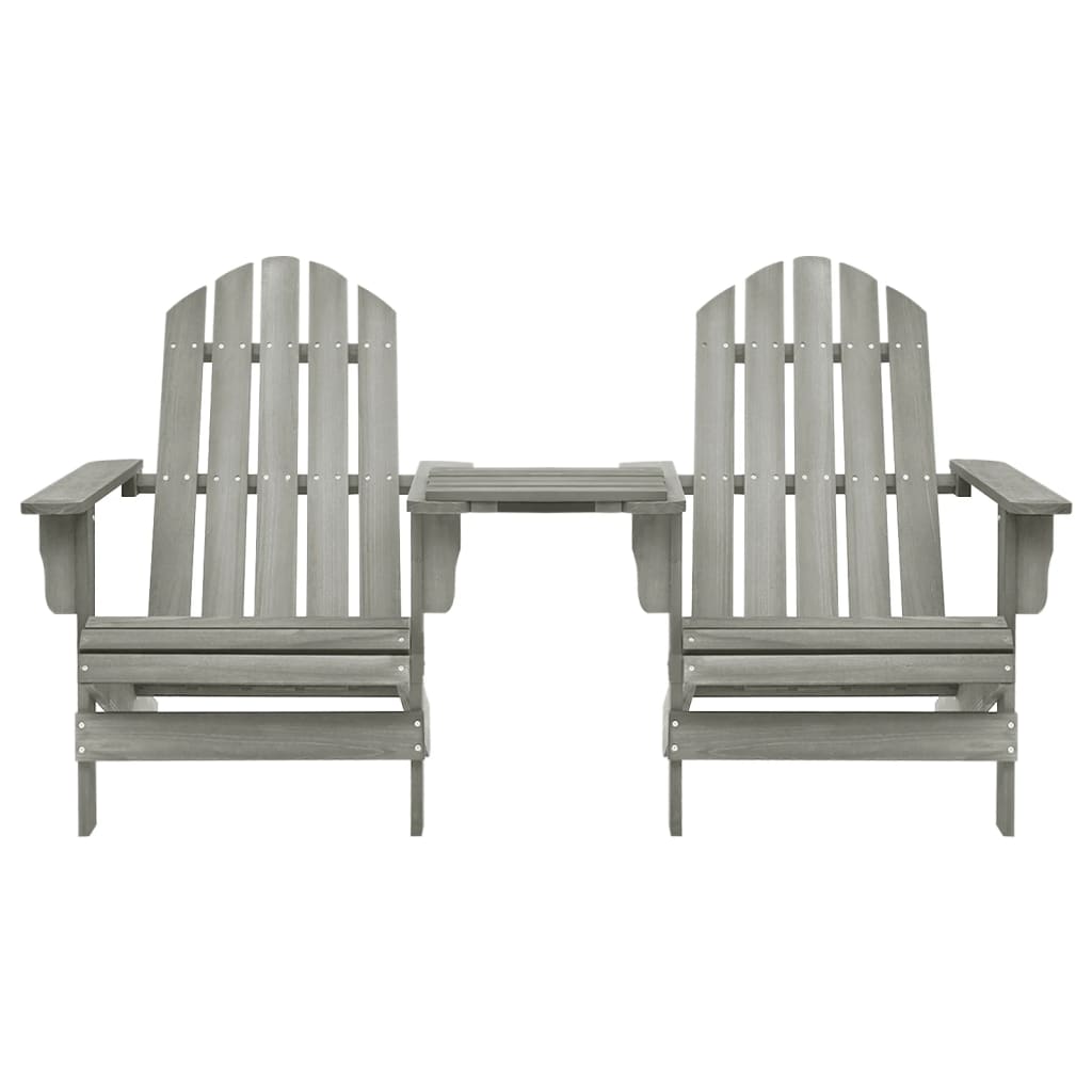 Patio Adirondack Chairs with Tea Table Solid Fir Wood Gray