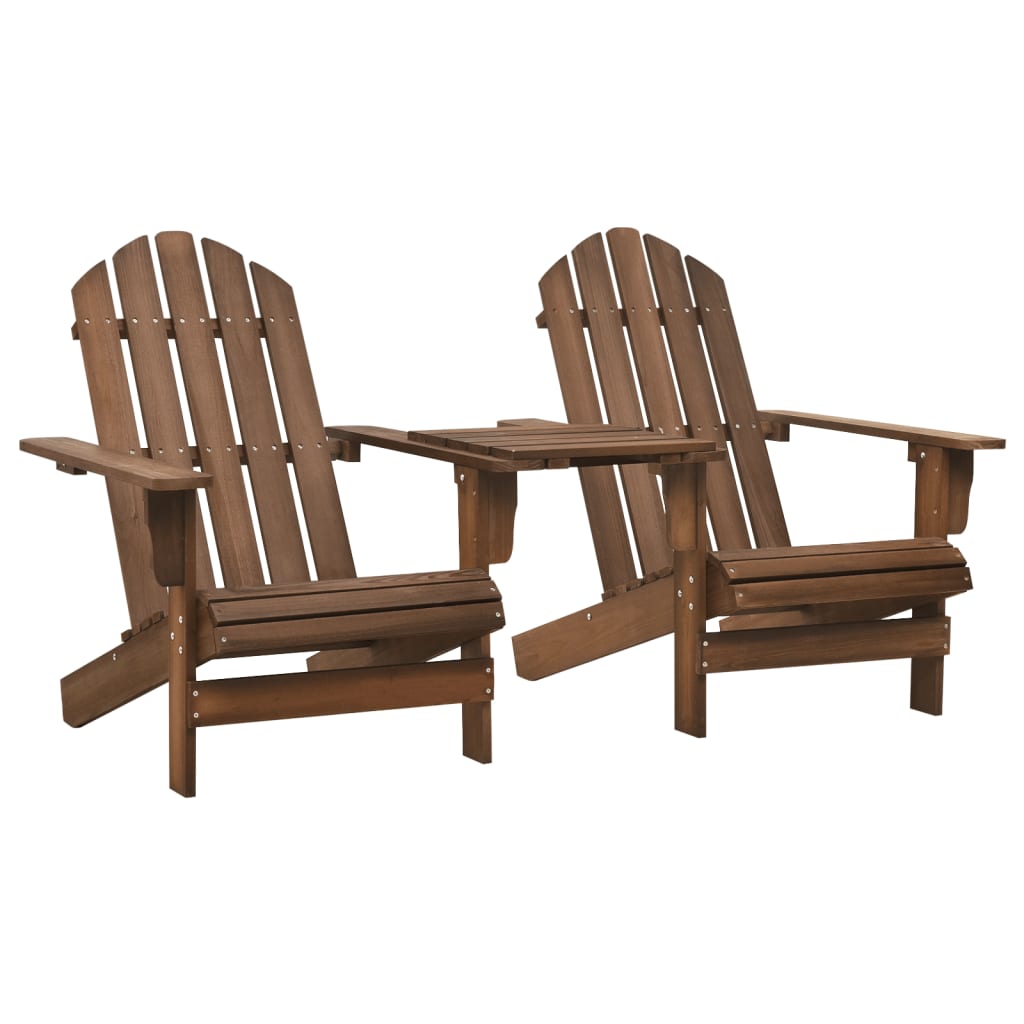 Patio Adirondack Chairs with Tea Table Solid Fir Wood Brown