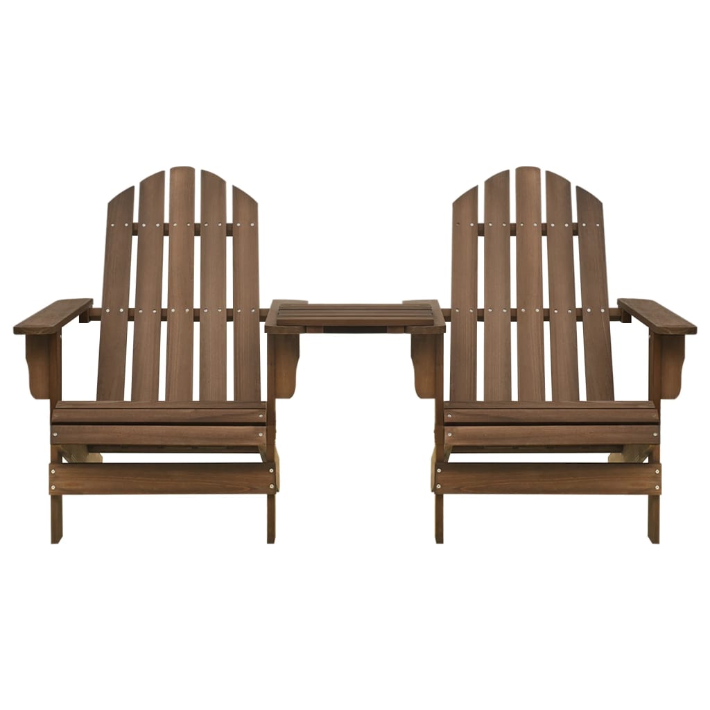 Patio Adirondack Chairs with Tea Table Solid Fir Wood Brown