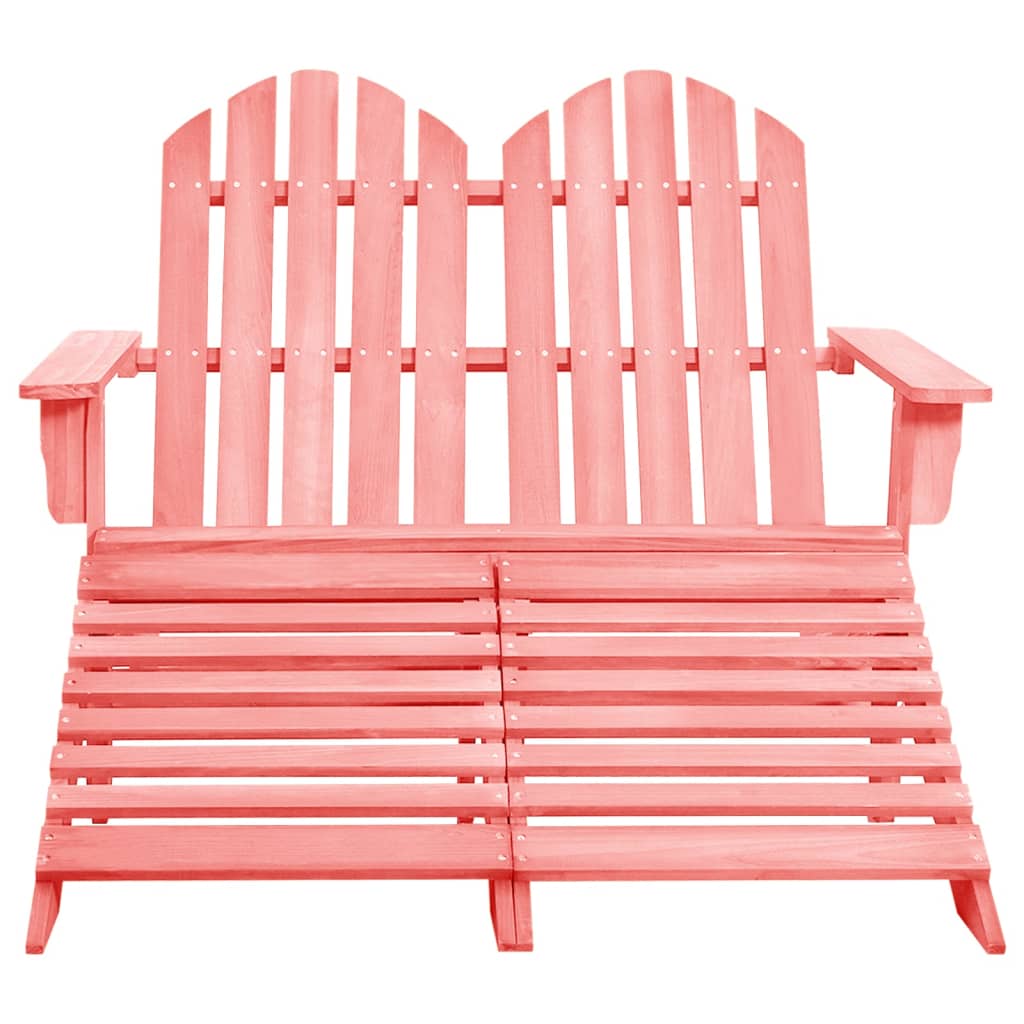 2-Seater Patio Adirondack Chair&Ottoman Fir Wood Pink