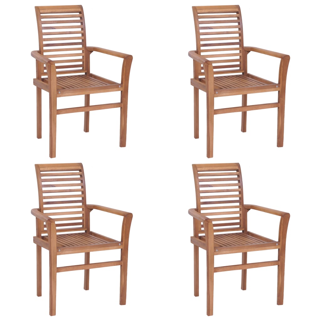 Dining Chairs 4 pcs with Anthracite Cushions Solid Teak Wood