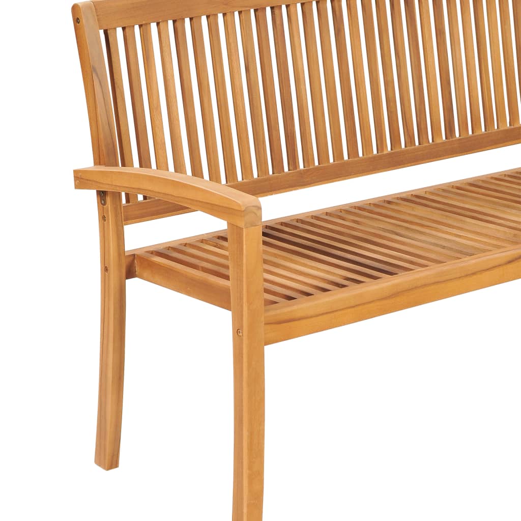 Stacking Patio Bench with Cushion 62.6'' Solid Teak Wood