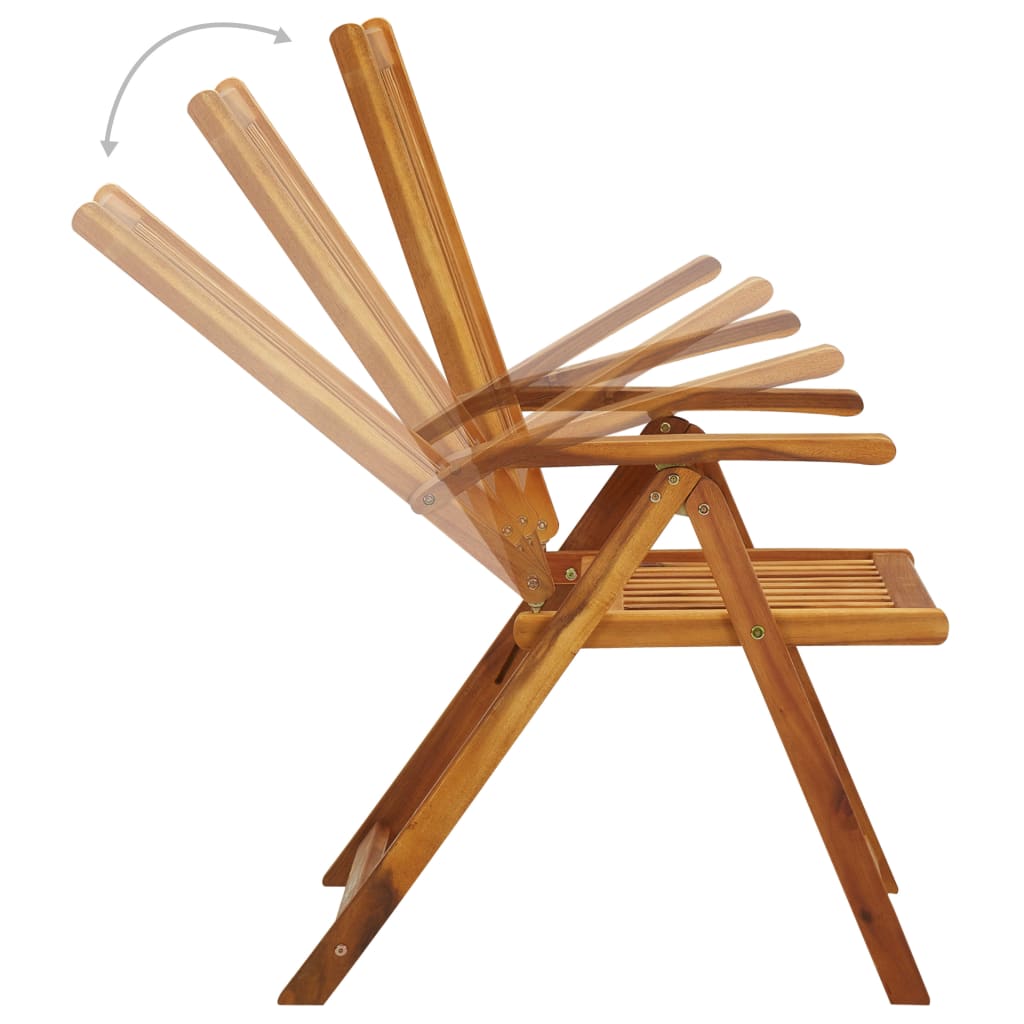 Folding Patio Chairs 3 pcs with Cushions Solid Acacia Wood