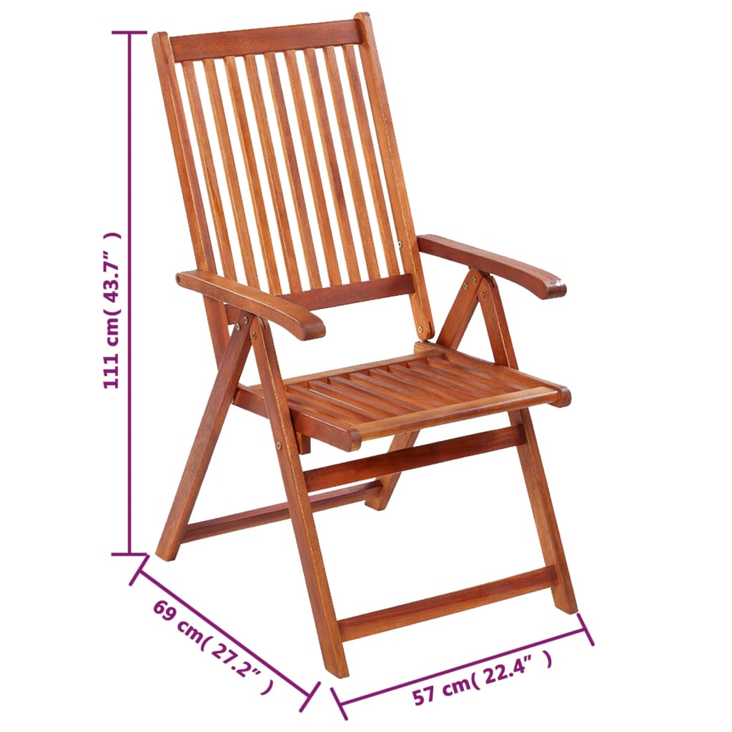 Folding Patio Chairs 6 pcs Solid Acacia Wood