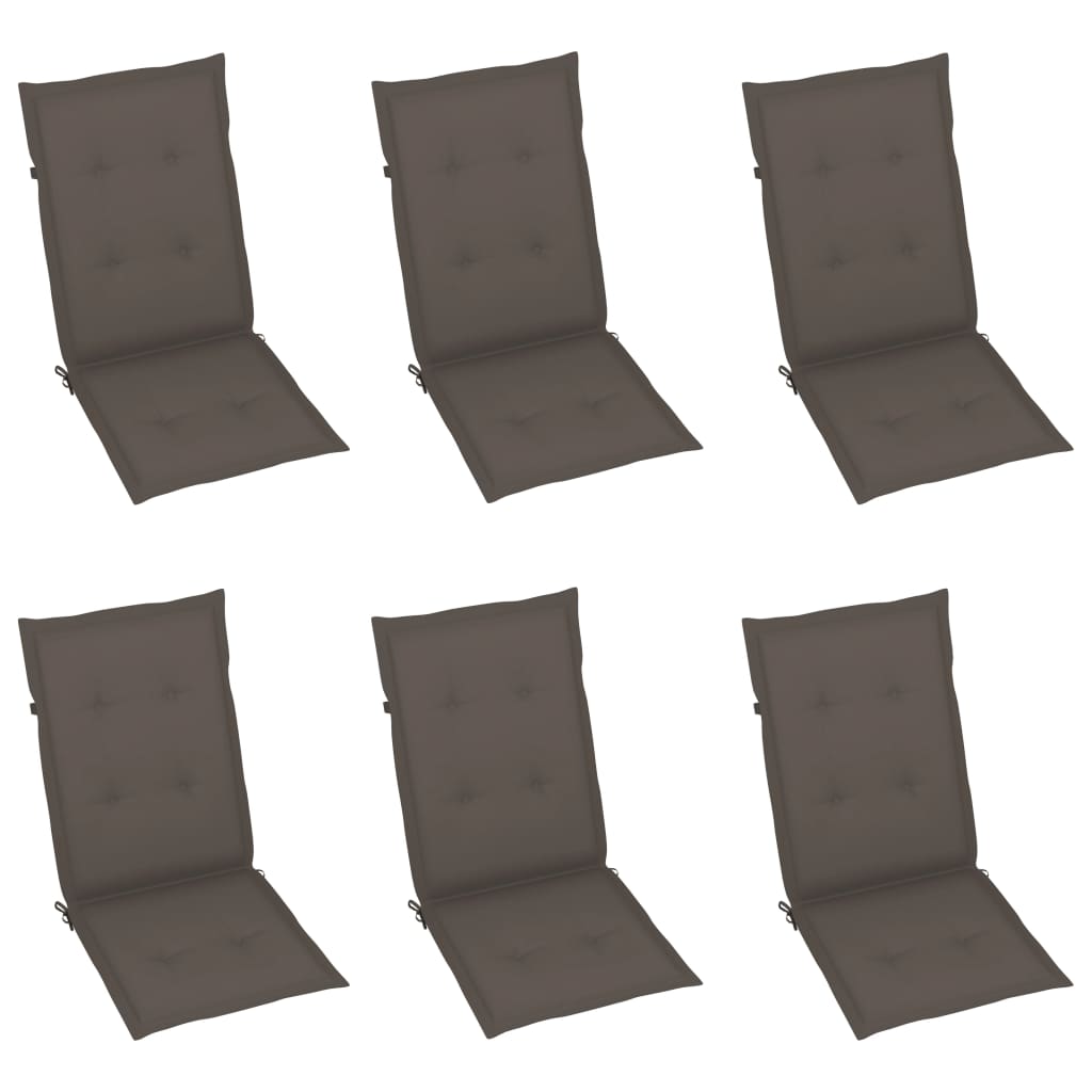 Patio Chairs 6 pcs with Taupe Cushions Solid Teak Wood