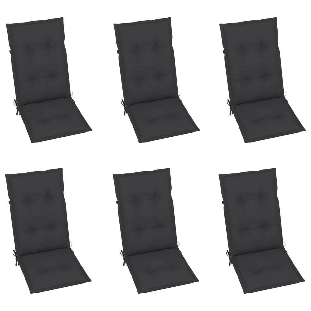 Patio Chairs 6 pcs with Anthracite Cushions Solid Teak Wood