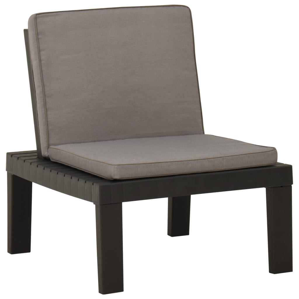 Patio Lounge Chair with Cushion Plastic Gray