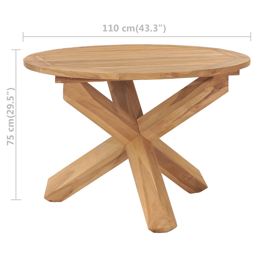 Patio Dining Table Ø43.3"x29.5" Solid Teak Wood