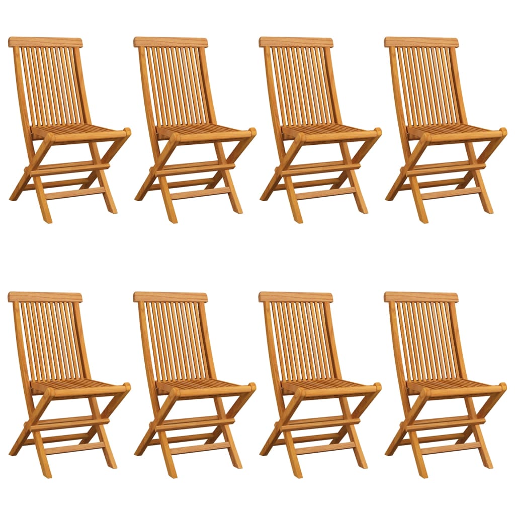 Patio Chairs with Red Cushions 8 pcs Solid Teak Wood