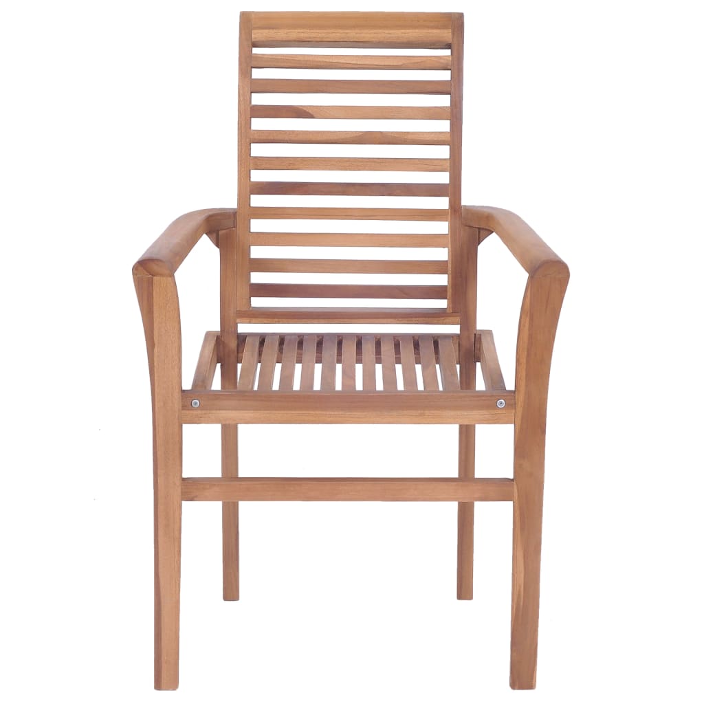 Dining Chairs 6 pcs with Gray Cushions Solid Teak Wood