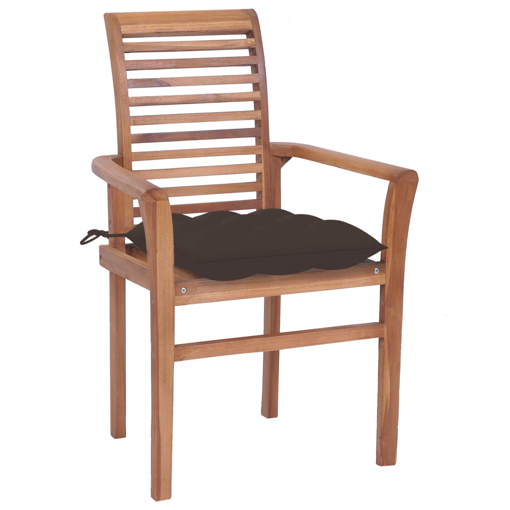 Dining Chairs 6 pcs with Taupe Cushions Solid Teak Wood