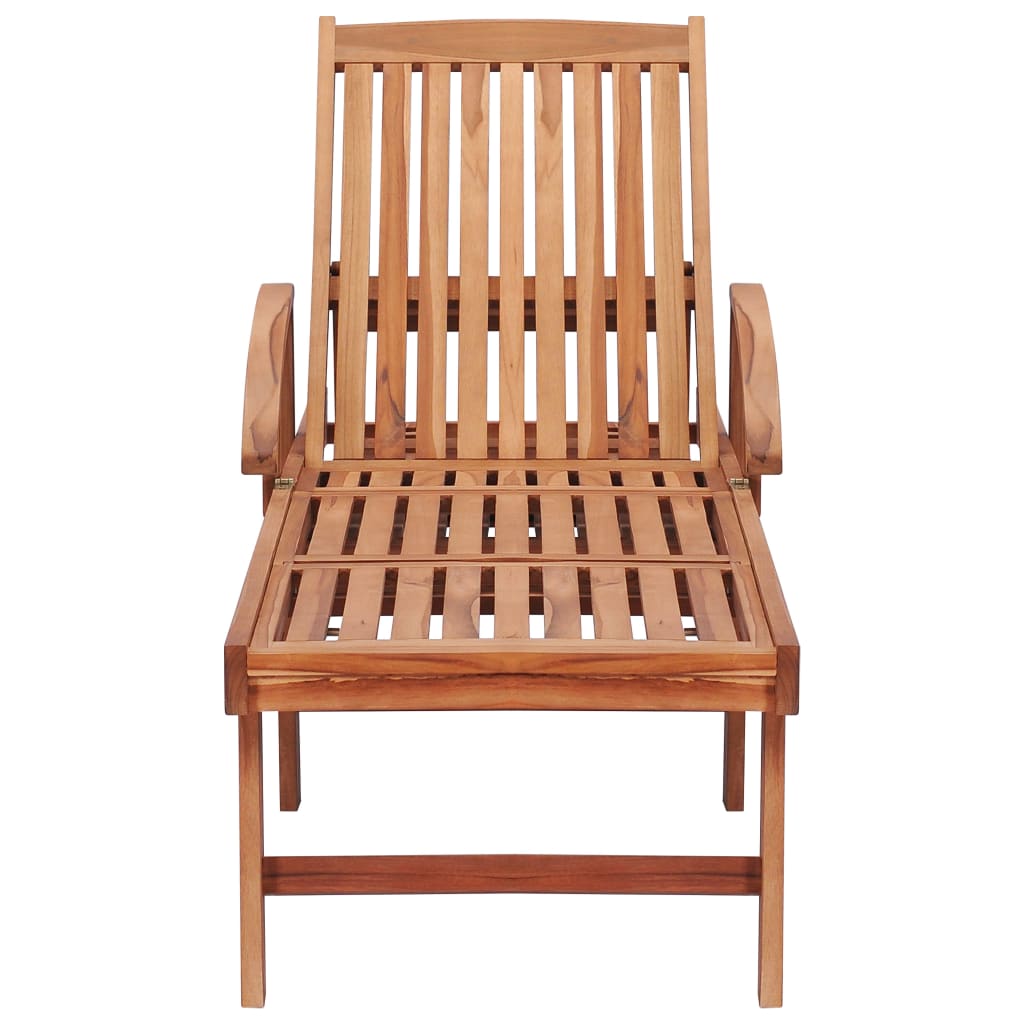 Sun Loungers 2 pcs with Wine Red Cushion Solid Teak Wood